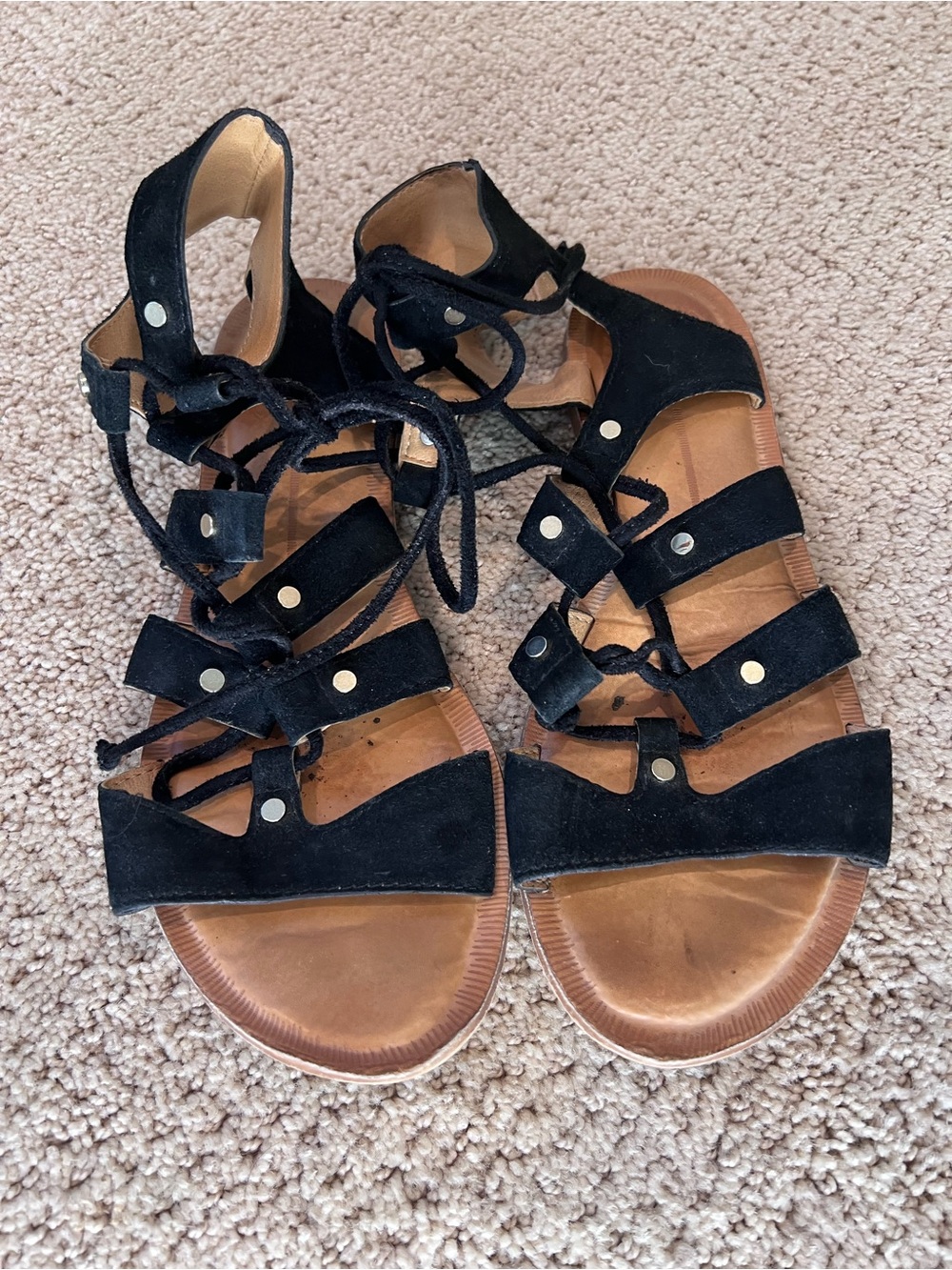 Dolce Vita Black Lace-Up Gladiator Sandals
